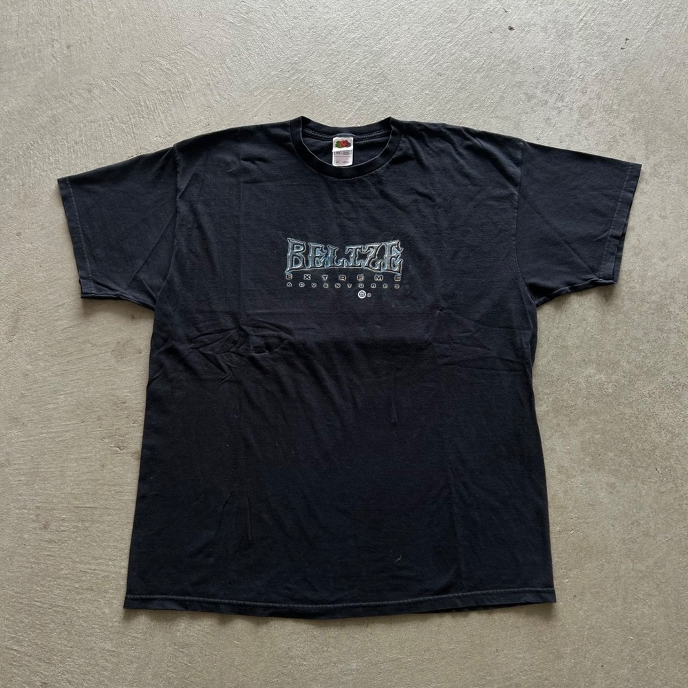 Vintage‎ 90s Belize Extreme Adventures Shirt Size XXL Black Cheetah Destination